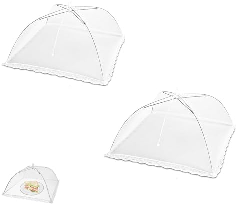 2 Pcs Food Net Cover 12 Inch Reusable Food Covers,Food Covers Mesh Pop up Mesh Food Cover forFood Covers Mesh Pop Up Nets for Outdoors, Screen Tents Parties Picnics BBQ,Reusable and Collapsible