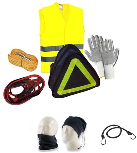 Kompatibel mit Mercedes GT AMG R Notfall-Set, Größe mit 1 Paar Handschuhen, 150 AMP Batteriekabel, 1 Abschleppseil 3 m, 1 Warnweste SOS