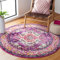 SAFAVIEH Boho Teppich für Wohnzimmer, Esszimmer, Schlafzimmer - Monaco Collection, Kurzer Flor, Violett und Fuchsia, 120 x 120 cm
