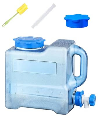 Starnearby Bidon d'eau avec Robinet 6L-18L, Réservoir d'eau Potable, Jerrican Alimentaire Camping, Conteneur d'eau sans BPA avec Tuyau et Brosse pour Camping, Randonnée, Barbecue, Pêche (7.5L C)