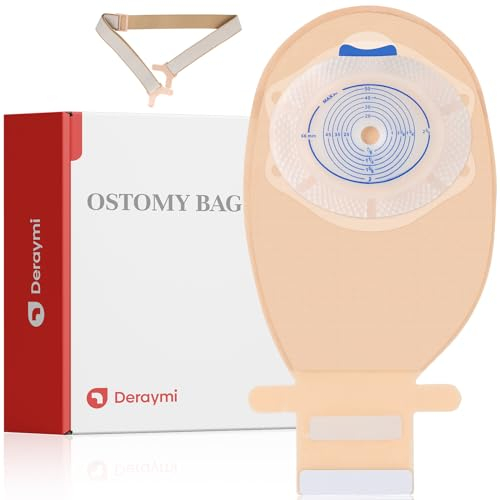 DERAYMI 20PCS Stomabeutel,15-66mm Schneidbarer Ovaler Hydrokolloid-Chassiskolostomiebeutel Mit Seitlicher öffnung Und Gürtelschnalle Stomagürtel Stoma Zubehör, Geeignet Für Kolostomie Und Ileostomie