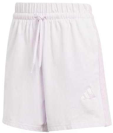 adidas Damen Essentials 3-Stripes Cotton Shorts, Ice Lavender/Bliss Lilac, XXL