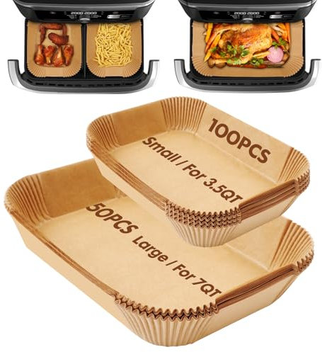 Air Fryer Liners Disposable 150Pcs for Ninja Foodi DZ071 7-Qt/11-Qt/Instant 9 Qt Dualzone Flex Basket Air Fryer,100Pcs Small Airfryer Liners for Dualzone Flexbasket & 50Pcs Air Fryer Parchment Paper