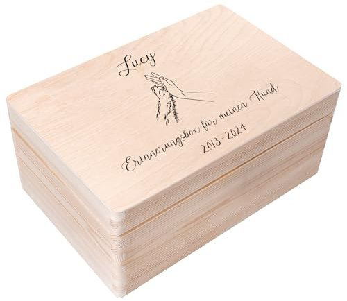 Creative Deco Trauerkiste Erinnerungsbox Katze Hund | Trauer Personalisiert mit Wunschtext | Aufbewahrungsbox für Tierspielzeug Fotos | In Gedenk, Andenken an Verstorbene | Geschenkbox