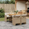 Gecheer 5-TLG. Garten Essgruppe 4 Personen, Rattan Gartenmöbel Set, Sitzgruppe Garten Lounge 4 Stühle mit Tisch, Balkon Möbel, Terrassenmöbel Set, Gartengarnitur Sitzgarnitur, mit Kissen, Beige