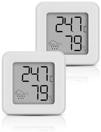 Digital Indoor Thermometer Hygrometer Mini, Room Temperature Monitor and Humidity Meter Temperature Humidity Gauge (white-2packs)