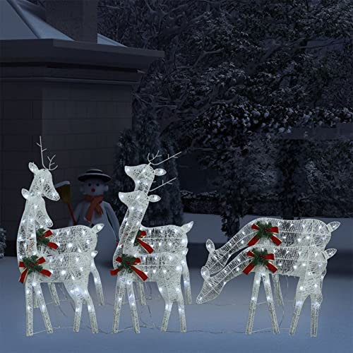 Somanki Rentiere 6 STK. Weiß Kaltweiß Mesh, Rentier Weihnachtsdeko, Rentier Beleuchtet Aussen, Outdoor Weihnachtsdeko, Weihnachtsbeleuchtung Aussen Rentier 3154250