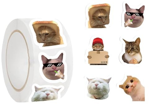 RKJRTK 500 Stück Katzen Tier dekorative Aufkleber für Scrapbooking, Fotoalbum, Paketdekoration, selbstklebende Versiegelungsetiketten