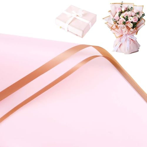20 Blatt Blumen Papier, Blumenstrauß Geschenkpapier (Rosa, 58x58cm) Pink Blumen Bouquet Papier, Wasserdicht Wrapping Paper, Elegante Bouquet Paper, Blumenpapier für Geschenkverpackungen, Blumen, Kunst