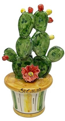 Pot décoratif en céramique de Caltagione fabriqué à la main (ORANGE)