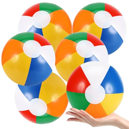 Zikenis 6 Pièces Ballon de Plage Gonflable 32 cm,Coloré Ballon de Plage Gonflable,Ballon de Plage pour Fêtes à la Piscine,Enfants et Adultes,Jouets de Plage, Cadeaux de Fête
