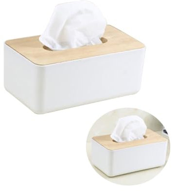 FONDOTIN Caja Retro Casa de Campo hogar rectángulo Contenedor de pañuelos Porta pañuelos para Mesa Tejido de Madera Porta pañuelos Rectangular Bambú