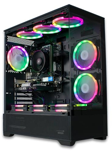 XUM Vista Prebuilt Gaming PC: AMD Ryzen 5 5500, Nvidia GeForce RTX 5060 8GB, 32GB DDR4 RAM, 500GB NVMe SSD, 1TB HDD, 700W PSU 80+ Bronze, aRGB, WiFi 5, Windows 11 Home, Entry Level, Black Case