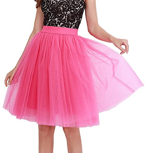 Generisch 2025 Jupes en tulle pour femmes - Longueur genou - Tutu long pour adultes - Couches courtes - Pour bal de fin d'année - Vert fluo, Rose, M