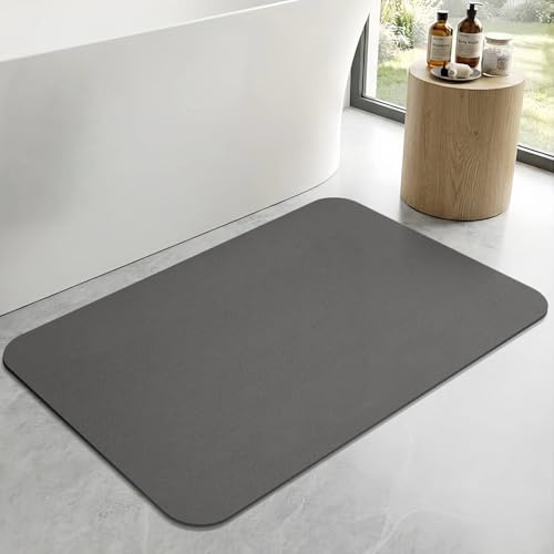 ZICRO Bath Mat Non Slip Rubber Backed Bathroom Mat,Quick Dry Absorbent Shower Mat,Diatomite Bath Mats for Bathroom Floor,Kitchen (Dark Grey, 40x60cm)