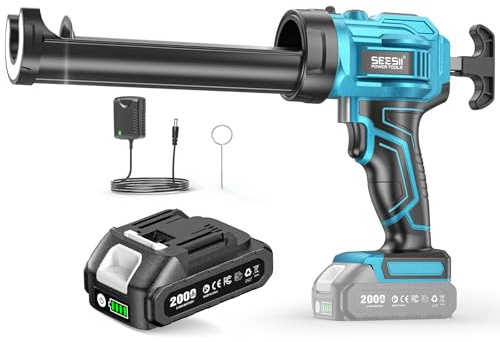 SEESII Akku-Kartuschenpresse Kompatibel mit Makita-18V für 290-310ml | Akku-Kartuschenpistole mit 2000mAh, 300 kg Schub, 4 Geschwindigkeiten, Elektrische Silikonpistole, Akku-Silikonpistole