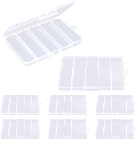 WYAN 8 Stück Transparent Klein Plastikboxen, Aufbewahrungsbehälter aus Kunststoff mit Deckel, Rechteckige leere Mini-Aufbewahrungsbox für kleinteile, perlen, Ringe, Ohrringe, Schrauben (14*9.5*1.2cm)