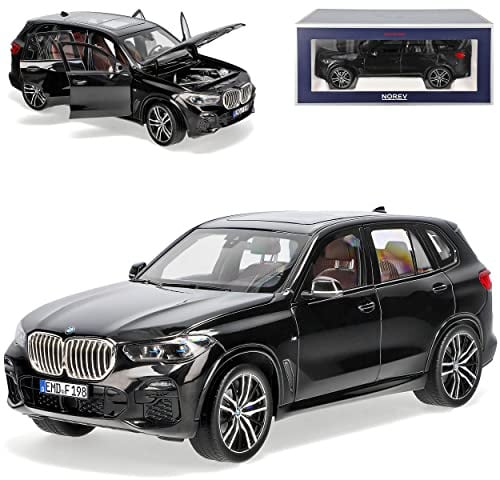 B*M*W X5 G05 SUV Schwarz 4. Generation Ab 2018 1/18 Norev Modell Auto mit individiuellem Wunschkennzeichen