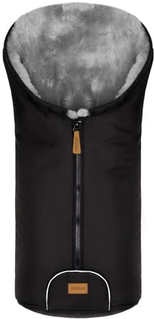 Fillikid Baby Winter Fußsack Lammfell Pamir ab Geburt & Windel Blaubär | Kinder Lammfellfußsack für Babyschale, Kinderwagen & Buggy | warmer Fußsack mit echtem Lammfell | Neugeborene