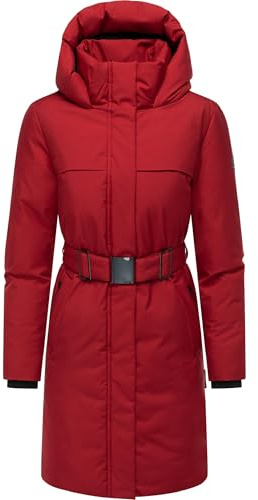 Navahoo Damen Wintermantel warmer Parka mit Gürtel und gefütterter Kapuze Gipfelspass XIV XS-5XL
