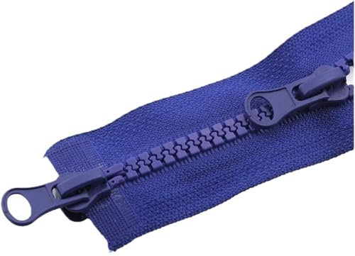5# Zips 2 Pcs 80/90/100/120/150cm Double Silders Zipper Open-End Auto Lock Two-Way Open Zip for Jacket DIY Sew(Blue,120cm)
