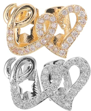 Metallzahngrill mit Doppelter Herzform aus Kupfer und Strass