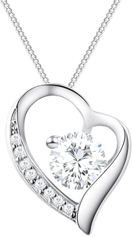 Löb 925 Silber Halskette Infinity Herz Zirkonia Anhänger, Damen Kette Unendlich Liebe Love Herzanhänger Glitzer Stein Schmuck Herzkette Herzen Herzform Dezent Filigran Elegant