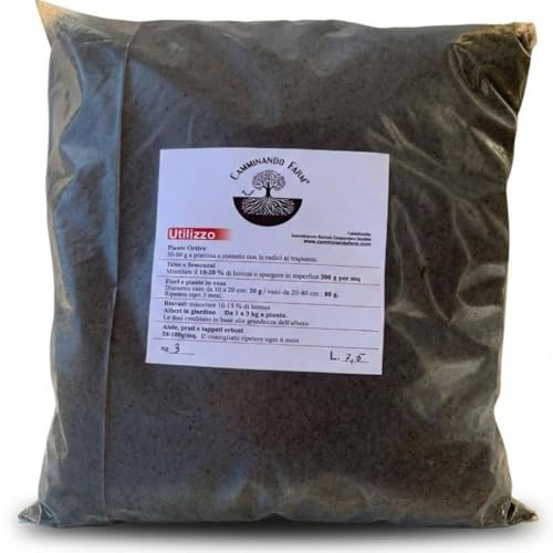 Camminando Farm - NutriRoot Humus di Lombrico Naturale | Concime Organico Biologico da Letame Maturo | Fertilizzante per Orto, Giardino e Piante in Sacco da 3kg | Prodotto Italiano