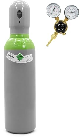 W21.8 Bouteille de gaz argon CO2 remplie de 5 l + réducteur de pression | Gaz mixte 18 (82% argon, 18% CO2) pour soudage MIG MAG | Gaz de soudage 150 bar, 1 m³, TÜV 10 ans Bestschweissen.de