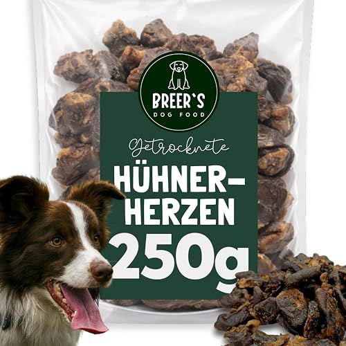 Hühnerherzen 250g getrocknet für Hunde – natürlicher Hundesnack, Kausnack, Kauartikel, Leckerli und Belohnung aus 100% Huhn Herz