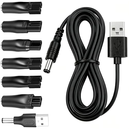 AmiCera 5V 7 Stück Rasierer Ladegerät USB Netzkabel Adapter Set für für Ersatz Alle Ladekabel Rasierer, eine Vielzahl von Elektrische Haarschneidemaschinen, Bartschneider, elektrische Friseure