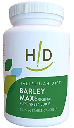 Hallelujah Diet Organic BarleyMax - Barley and Alfalfa Vegetable Capsules (240 Capsules, 30 Day Supply) - USDA Certified Organic, Non GMO, Vegan, Gluten Free