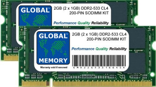 GLOBAL MEMORY 2 GB (2 x 1 GB) DDR2 533 MHz PC2-4200 200-PIN SODIMM Memory RAM Kit per Computer Portatili/Notebook