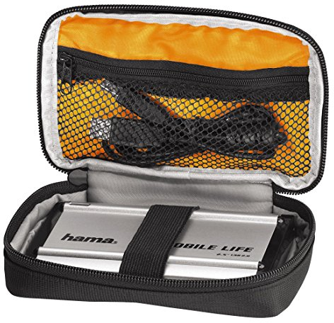 Hama Externe Festplattentasche Black Bird 2,5 Zoll, Case für 2,5 Zoll Festplatten und SSD, integriertes Kabelfach (Innenmaße: 9 x 15 x 3 cm), schwarz