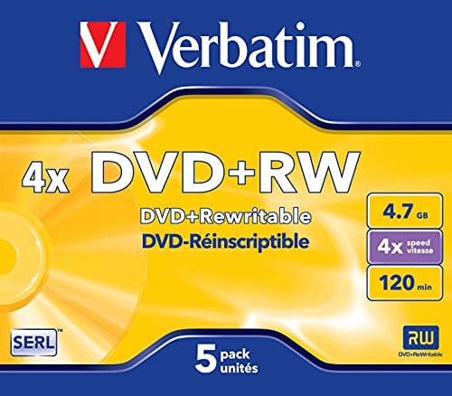 VERBATIM 5PK 4.7GB 4x DVD+RW 43229