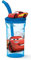Cars transparent drinking cup with 3D Cars pattern and straw