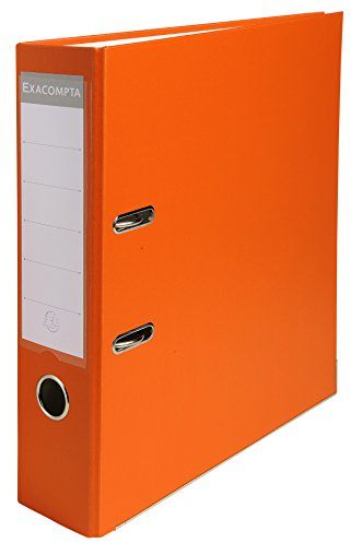 Exacompta 918414B Kunststoff-Ordner 8 cm breit DIN A4 Kunststoffbezug außen Papierbezug innen Rückenschild austauschbar Ringordner Aktenordner Briefordner Büroordner Plastikordner orange