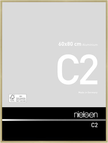 nielsen Bilderrahmen, 60 x 80 cm, Aluminium, Gold matt, Posterrahmen zum Aufhängen im Hoch- & Querformat, Echtglas, C2