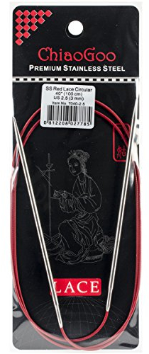 chiaogoo Red Lace Edelstahl Rundstricknadeln 40-inch-Size 2,5/3 mm, andere, Mehrfarbig