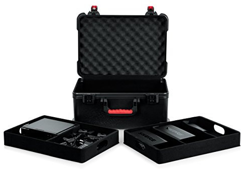 Gator Cases TSA Série ATA mallette en polyéthylène moulé pour 7 microphones sans fil avec 2 plateaux relevables pour les récepteurs, les sacs de ceinture et les accessoires. (GTSA-MICW7)