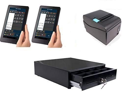 Mobiles Kassensystem für GASTRONOMIE: 2 x 7 Bedienerterminal, Bondrucker, Geldlade