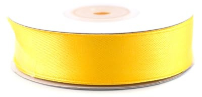 Satinband 18mm x 25m Rolle - FARBAUSWAHL in 3/6/12/18/25/38/50/75/100mm - farbecht & waschbar - Schleifenband für Hochzeit - Geschenkband zum Verpacken Dekorieren Basteln - Gelb 645