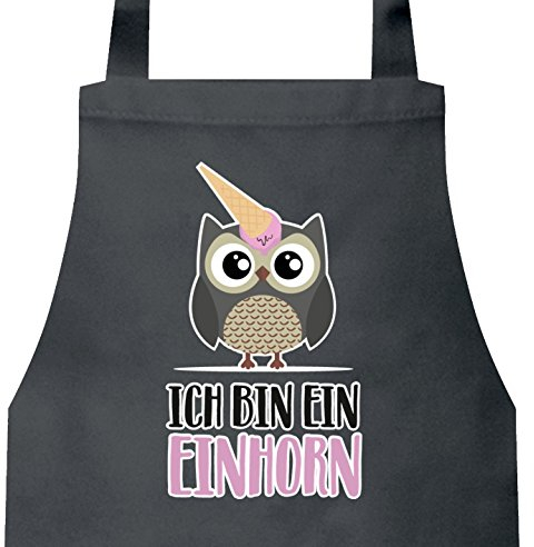 Shirtstreet süße Geschenkidee Unicorn Eis Ice Cream Frauen Herren Barbecue Baumwoll Grillschürze Kochschürze Eule - Ich bin ein Einhorn, Größe: onesize,Dark Grey