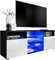 Generic ExtremeFurniture T38 TV Lowboard, Karkasse in Schwarz Matt/Front in Weiß Hochglanz mit LED in RGB