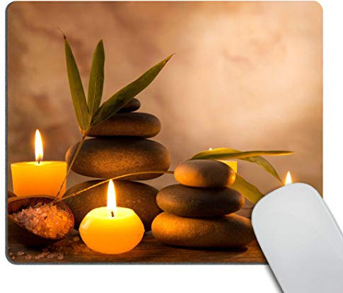 Smooffly Gaming Mouse Pad Custom,Aromatic Candles and Zen Stones Rectangle Mouse Pads for Computers Laptop