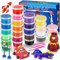 Modelliermasse Lufttrocknend - iFergoo 24 Farben Knete Lufttrocknend für Kinder, Geschenk für Jungen und Mädchen im Alter von 3-12 Jahren (Blaue Farbe Box)