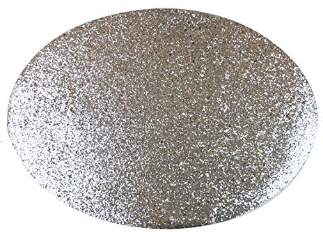 YöL 12 Placemats Set Christmas Silver Glitter Oval Festive Xmas Table Home Decor Party Tableware Christmas Decorations