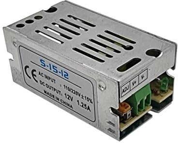 DC12V 12.5A 15W DC Universal Regulated Switching Power Supply, Converter AC 110/220V to DC 12V LED Power Adapter Transformer Driver for CCTV, LED Strip light, Radio, Computer Project (15W)