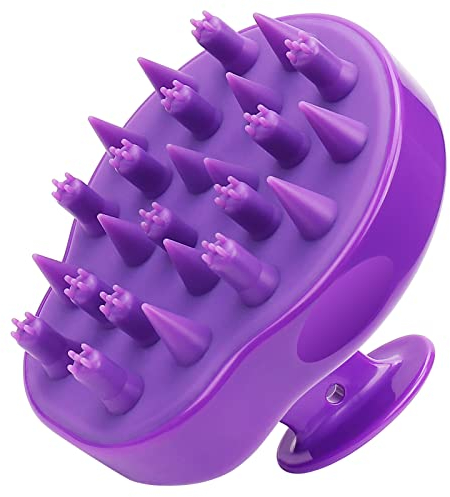 FReatech Aktualisierte Kopfhaut Massage Bürste mit 2 Arten von Silikonborsten, Fein Reinigen und Sanft Schrubben, Pflege für Empfindliche Kopfhaut, Peeling und stimulieren das Haarwachstum, Lila