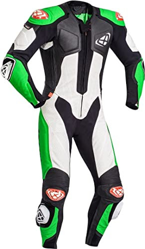 Ixon Vendetta Evo 1-Teiler Motorrad Lederkombi (Black/White/Green,L)